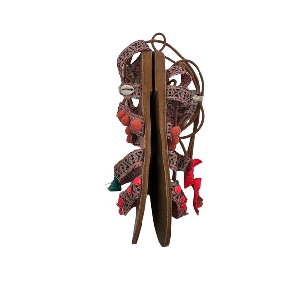 Zara Boho Lace Up Flat Sandals Size 37 Girl's - Picture 4 of 8